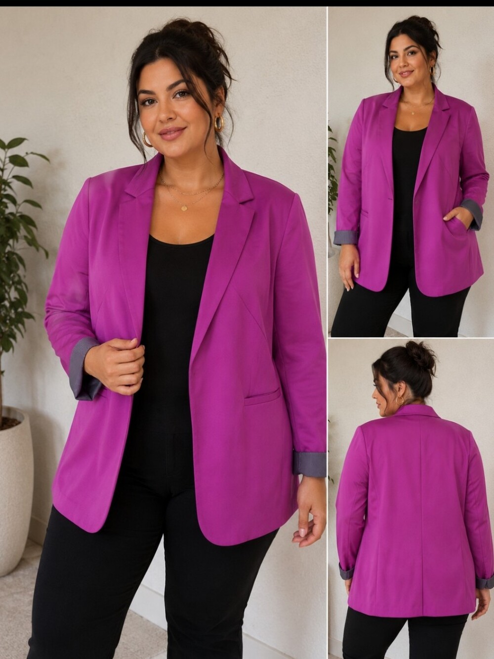 Worthington Plus-Size Magenta Blazer Jacket
